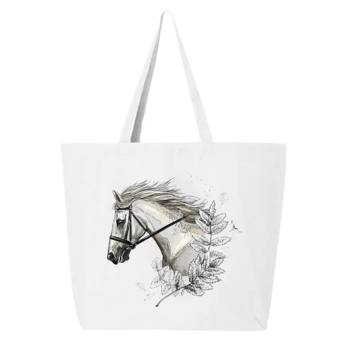 White Horse for Horses Lovers Floral funnhy horse 25L Jumbo Tote