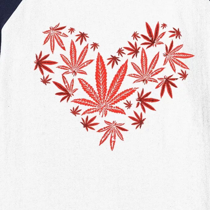 Weed Heart Funny Valentines Day Cannabis 420 Pot Stoner Gift Baseball Sleeve Shirt