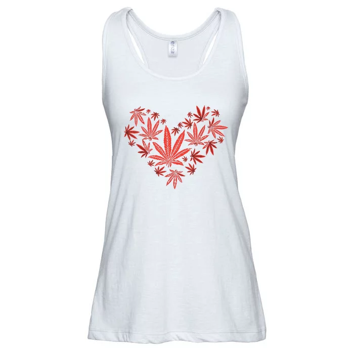 Weed Heart Funny Valentines Day Cannabis 420 Pot Stoner Gift Ladies Essential Flowy Tank