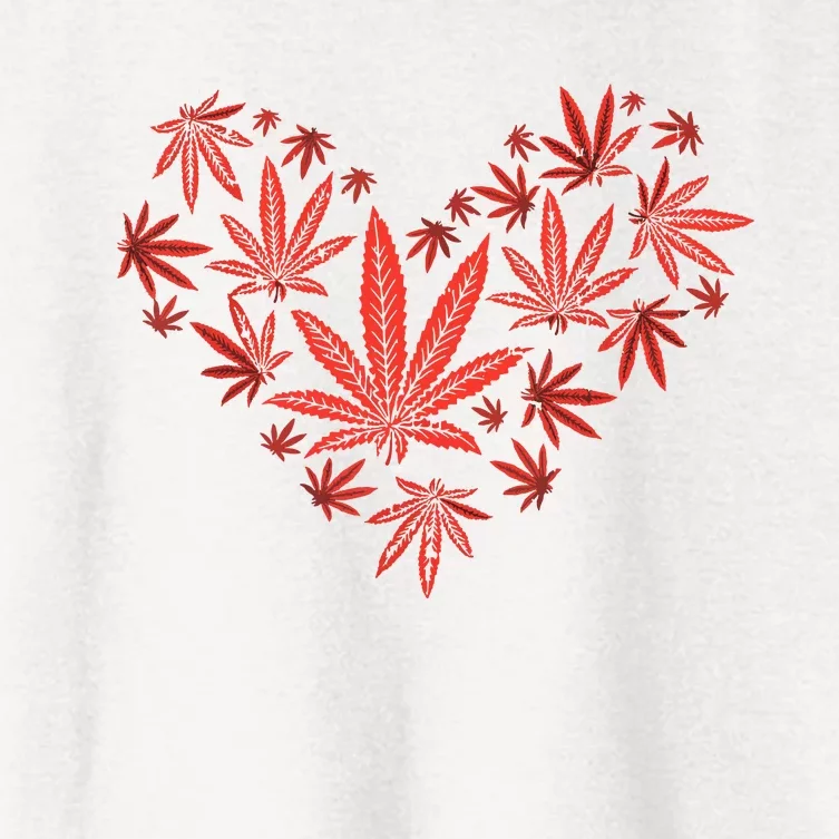 Weed Heart Funny Valentines Day Cannabis 420 Pot Stoner Gift Women's Crop Top Tee