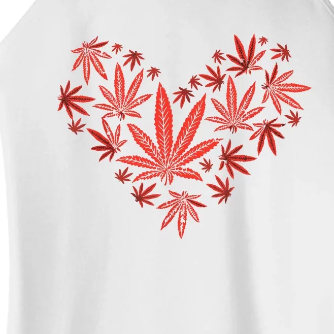 Weed Heart Funny Valentines Day Cannabis 420 Pot Stoner Gift Women’s Perfect Tri Rocker Tank