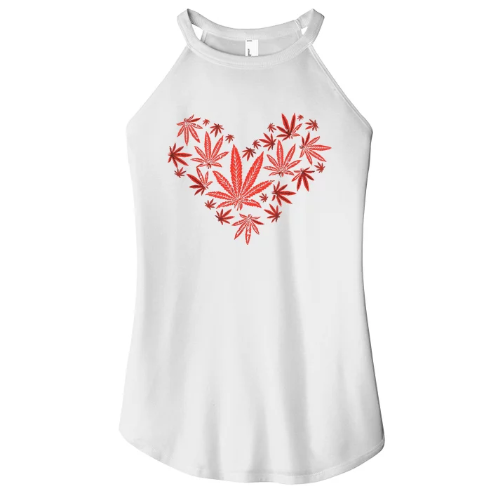 Weed Heart Funny Valentines Day Cannabis 420 Pot Stoner Gift Women’s Perfect Tri Rocker Tank