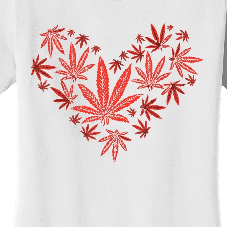 Weed Heart Funny Valentines Day Cannabis 420 Pot Stoner Gift Women's T-Shirt