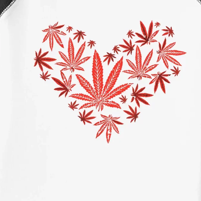 Weed Heart Funny Valentines Day Cannabis 420 Pot Stoner Gift Infant Baby Jersey Bodysuit