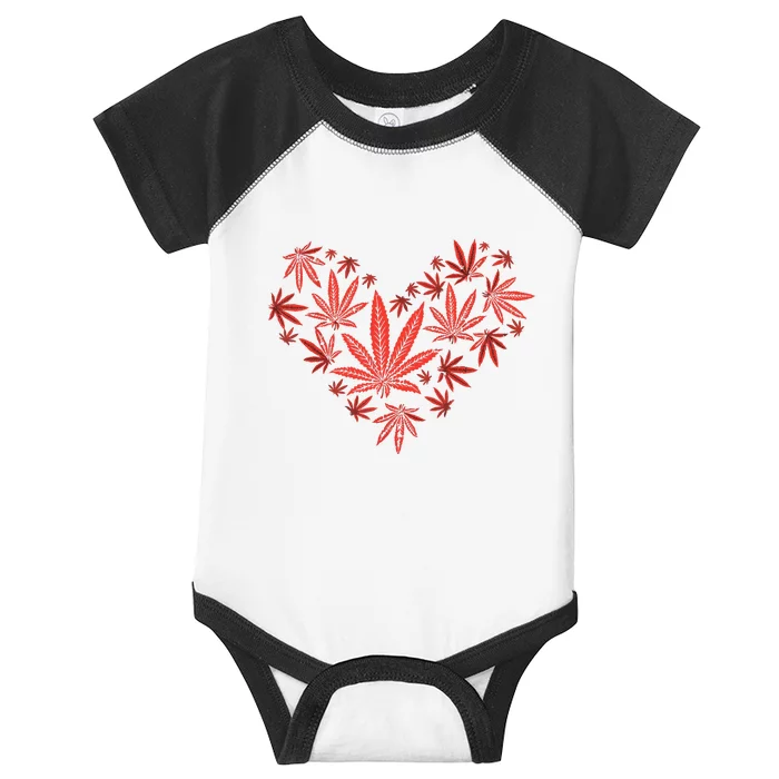 Weed Heart Funny Valentines Day Cannabis 420 Pot Stoner Gift Infant Baby Jersey Bodysuit