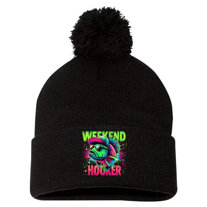 Weekend Hooker Funny Fish Pom Pom 12in Knit Beanie