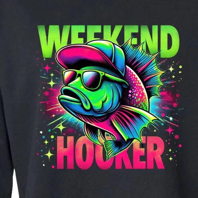 Weekend Hooker Funny Fish Cropped Pullover Crew