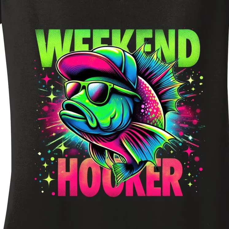 Weekend Hooker Funny Fish Women's V-Neck T-Shirt