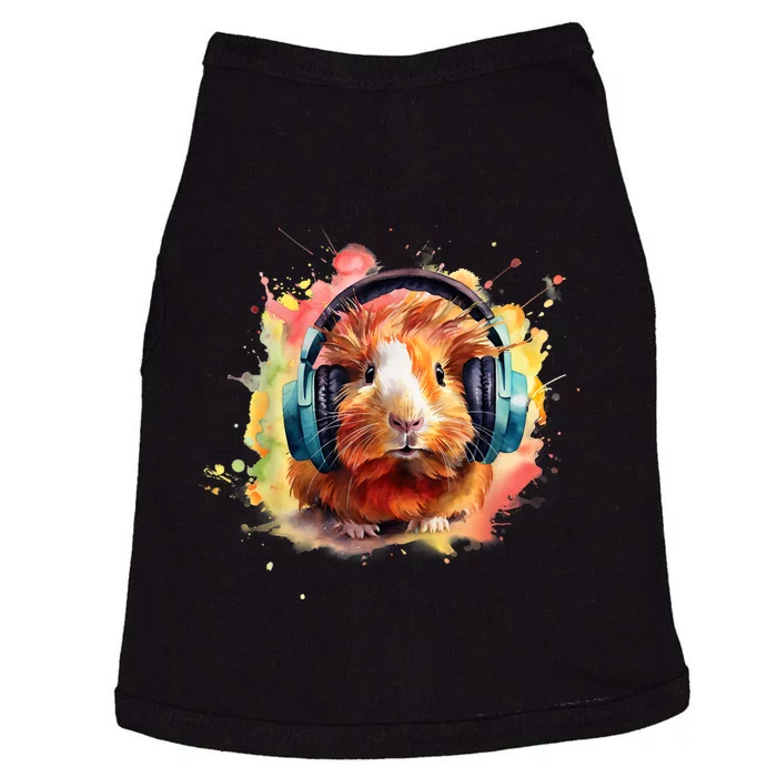 Watercolor Headphones Funny Guinea Pig Lovers Doggie Tank