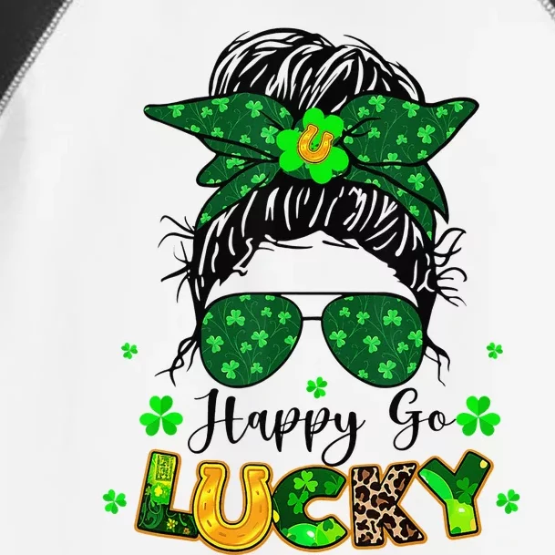 Women Happy Go Lucky Messy Bun Shamrock St Patrick's Day Toddler Fine Jersey T-Shirt