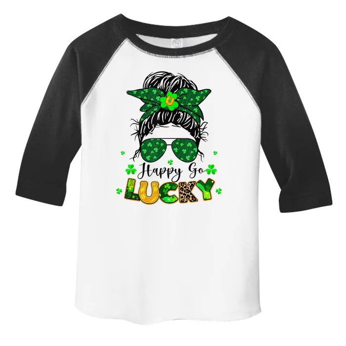 Women Happy Go Lucky Messy Bun Shamrock St Patrick's Day Toddler Fine Jersey T-Shirt