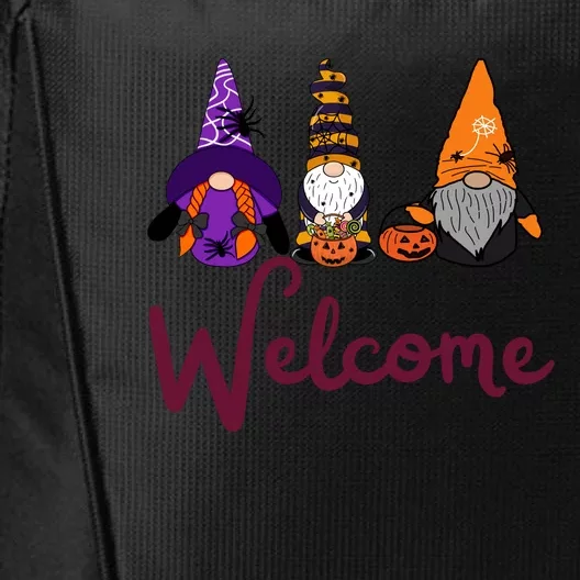 Welcome Halloween Gnome Funny Halloween City Backpack