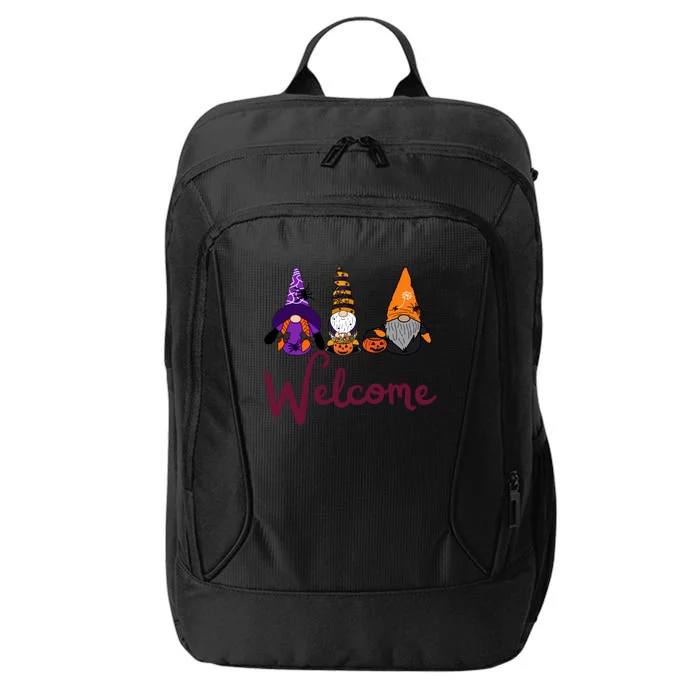 Welcome Halloween Gnome Funny Halloween City Backpack