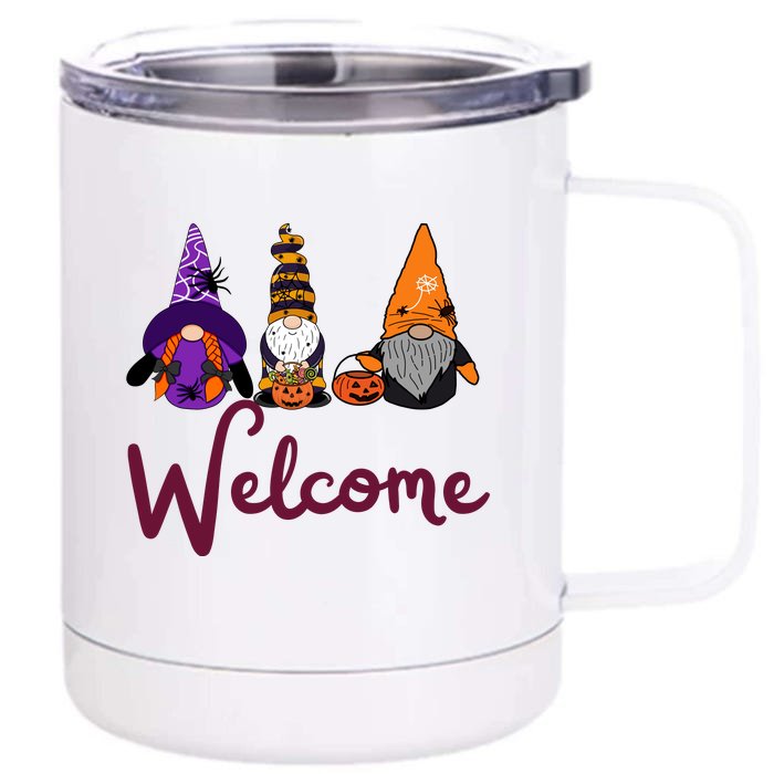 Welcome Halloween Gnome Funny Halloween Front & Back 12oz Stainless Steel Tumbler Cup