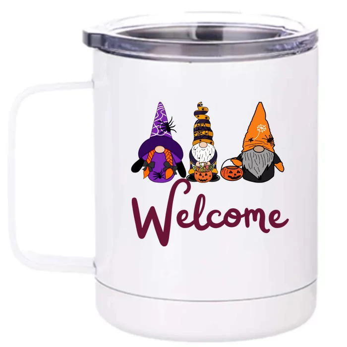 Welcome Halloween Gnome Funny Halloween Front & Back 12oz Stainless Steel Tumbler Cup