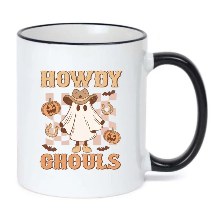 Western Howdy Ghouls Pumpkin Cowboy Cowgirl Halloween Gift Black Color Changing Mug