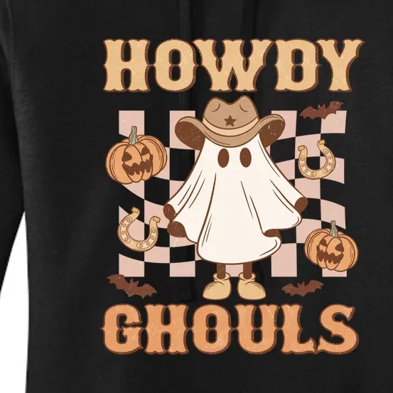 Western Howdy Ghouls Pumpkin Cowboy Cowgirl Halloween Gift Women's Pullover Hoodie