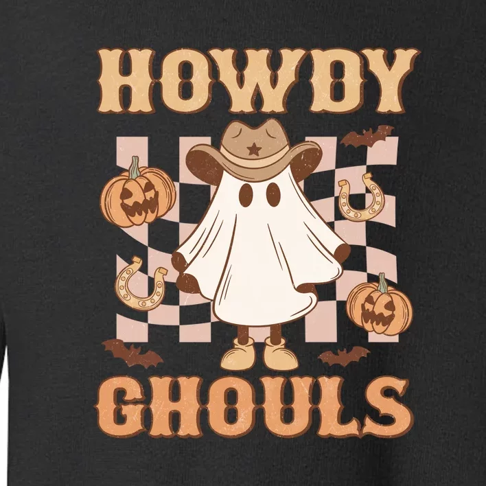 Western Howdy Ghouls Pumpkin Cowboy Cowgirl Halloween Gift Toddler Sweatshirt