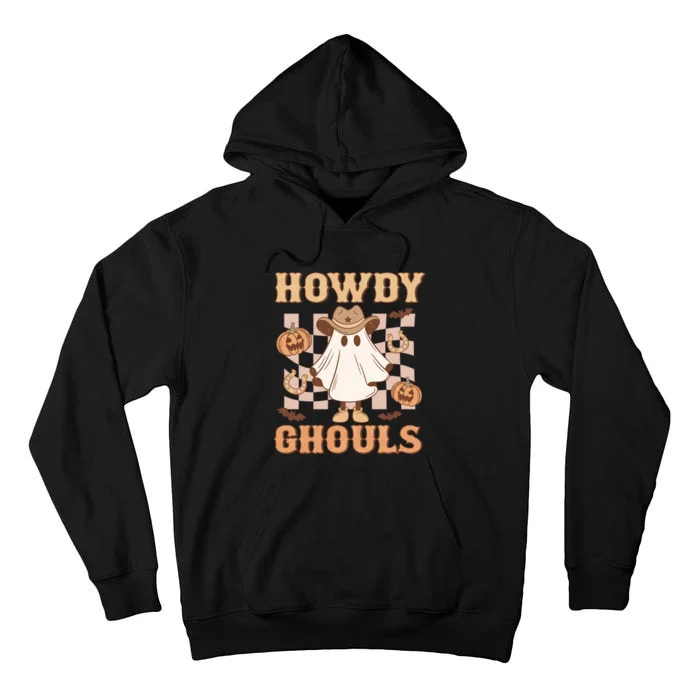 Western Howdy Ghouls Pumpkin Cowboy Cowgirl Halloween Gift Tall Hoodie