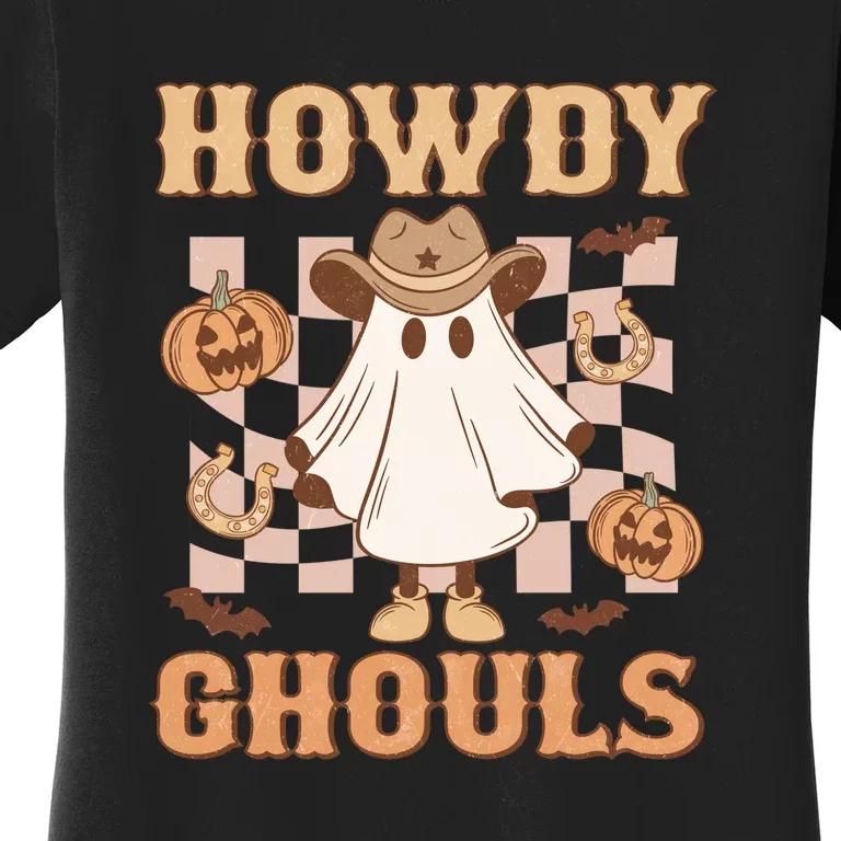 Western Howdy Ghouls Pumpkin Cowboy Cowgirl Halloween Gift Women's T-Shirt