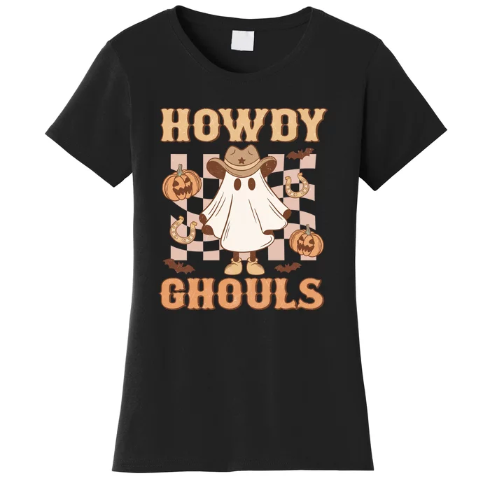 Western Howdy Ghouls Pumpkin Cowboy Cowgirl Halloween Gift Women's T-Shirt