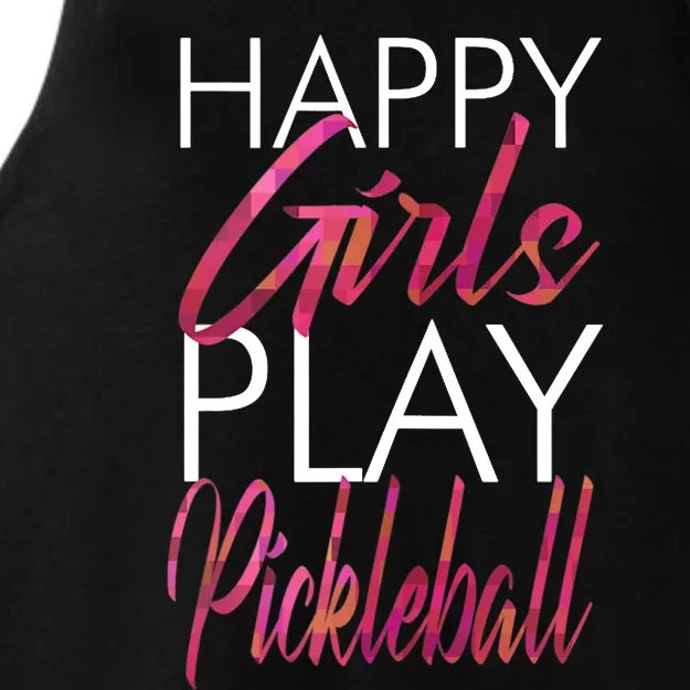 Wo Happy Girls Play Pickleball Pickleball Ladies Tri-Blend Wicking Tank