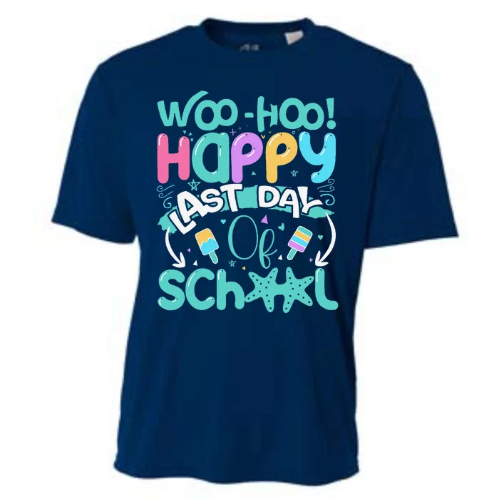 Woo Hoo Happy Last Day Of School Fun Teacher Student Cooling Performance Crew T-Shirt