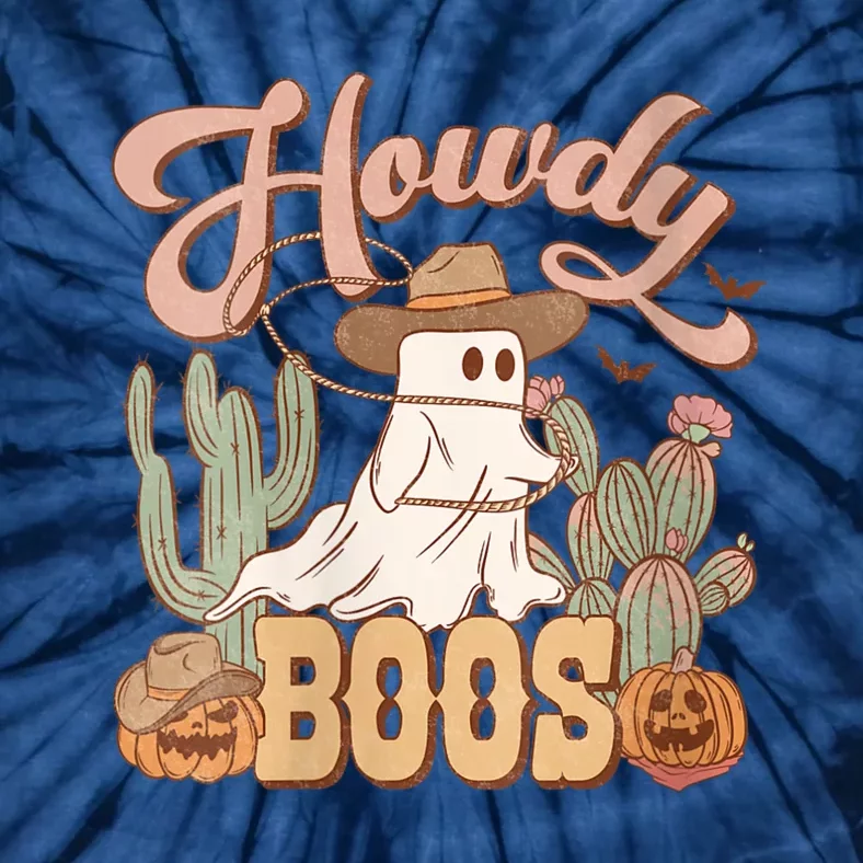 Western Halloween Howdy Boo Cute Ghost Spooky Cowgirl Cowboy VNeck Tie-Dye T-Shirt