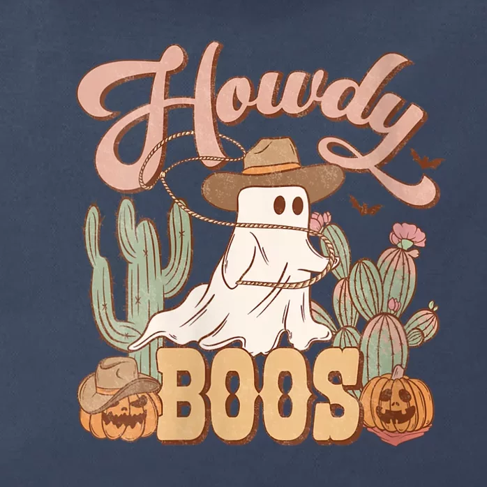 Western Halloween Howdy Boo Cute Ghost Spooky Cowgirl Cowboy VNeck Zip Tote Bag