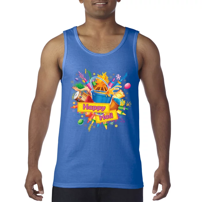 White Happy Holi Gift Colors India Hindu Spring Gift Tank Top