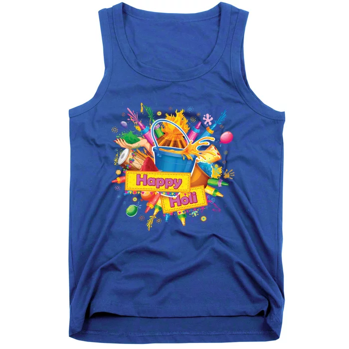 White Happy Holi Gift Colors India Hindu Spring Gift Tank Top