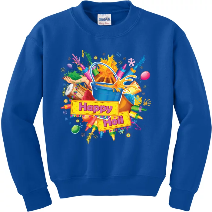 White Happy Holi Gift Colors India Hindu Spring Gift Kids Sweatshirt