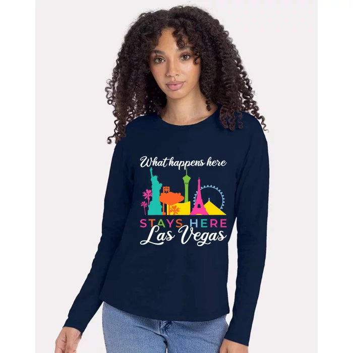 What happens here stays here Las Vegas Womens Cotton Relaxed Long Sleeve T-Shirt