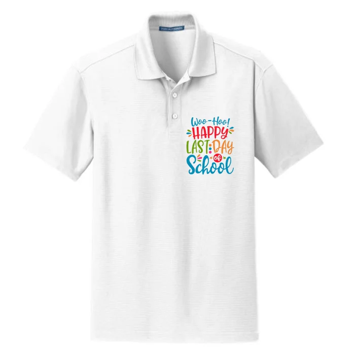 Woo Hoo Happy Last Day Of School Dry Zone Grid Performance Polo