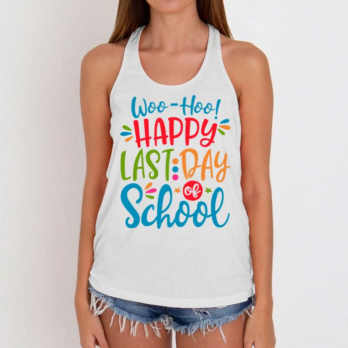 Woo Hoo Happy Last Day Of School Women's Knotted Racerback Tank