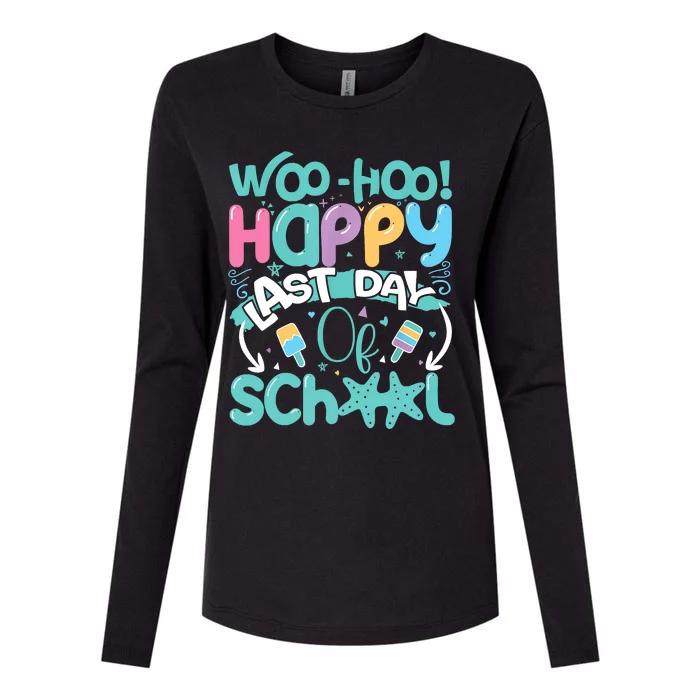 Woo Hoo Happy Last Day Of School Fun Teacher Student Womens Cotton Relaxed Long Sleeve T-Shirt