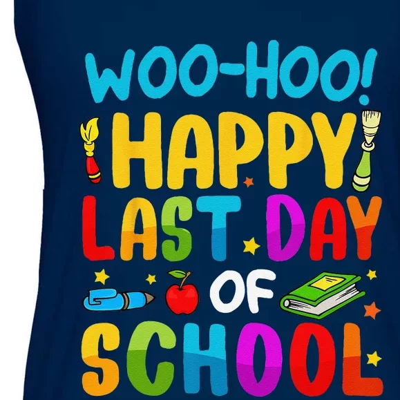 Woo Hoo Happy Last Day Of School For Teachers Students Ladies Essential Flowy Tank