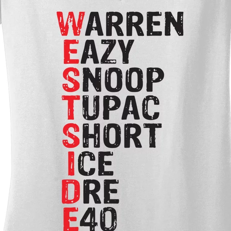 Westside Hip Hop Rap Music Legends Women's V-Neck T-Shirt