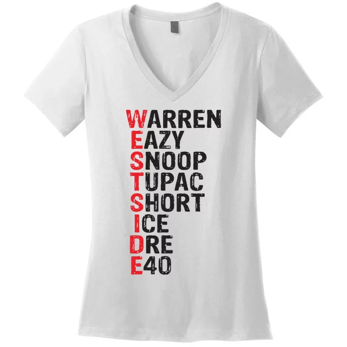 Westside Hip Hop Rap Music Legends Women's V-Neck T-Shirt