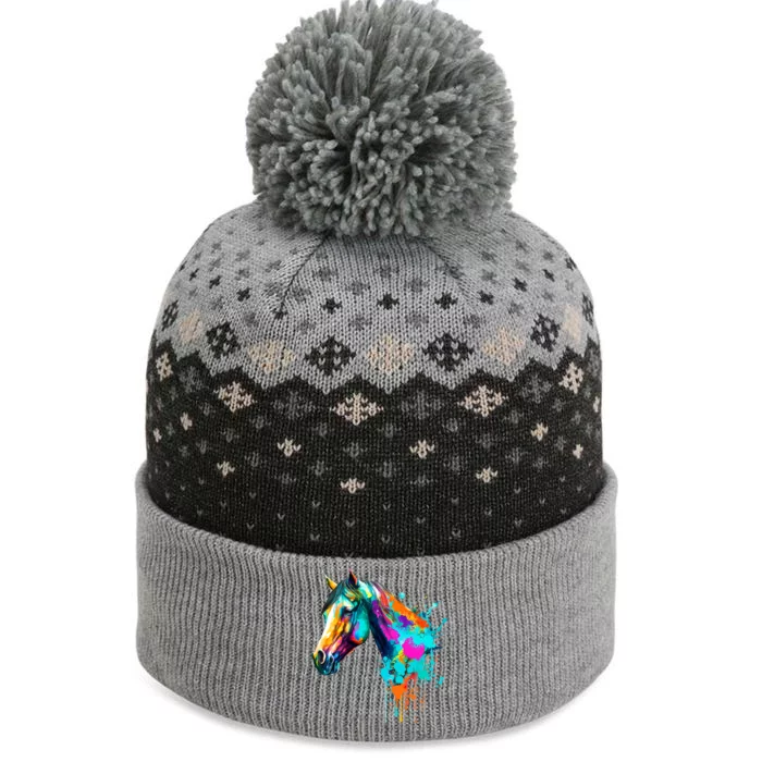 Watercolor Horse Head The Baniff Cuffed Pom Beanie