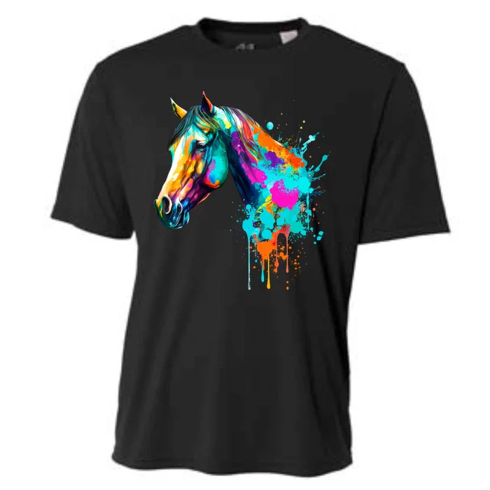 Watercolor Horse Head Cooling Performance Crew T-Shirt