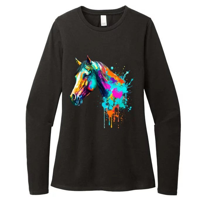 Watercolor Horse Head Womens CVC Long Sleeve Shirt