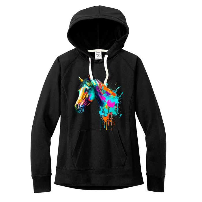 Watercolor Horse Head Women's Fleece Hoodie