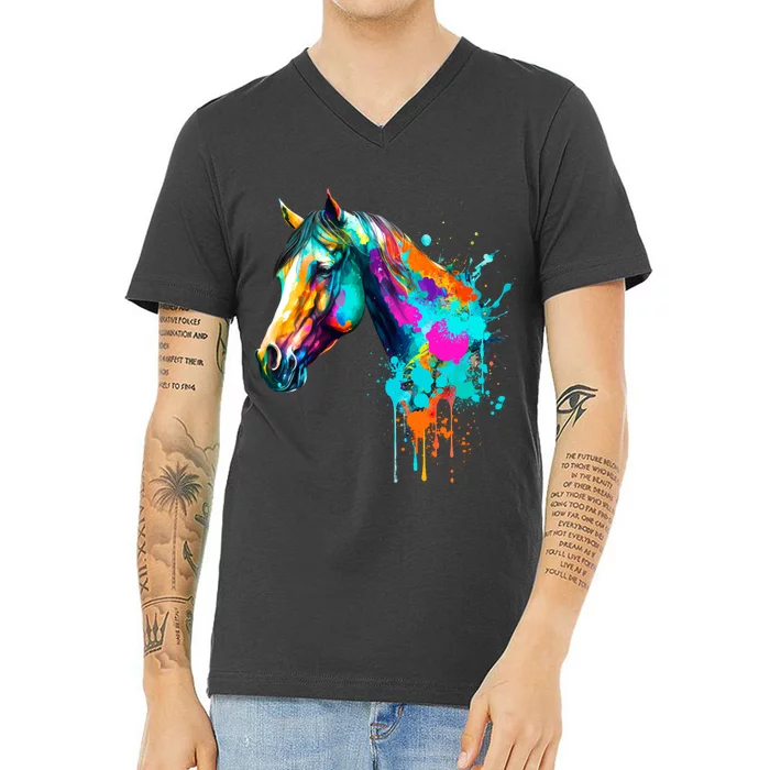 Watercolor Horse Head V-Neck T-Shirt