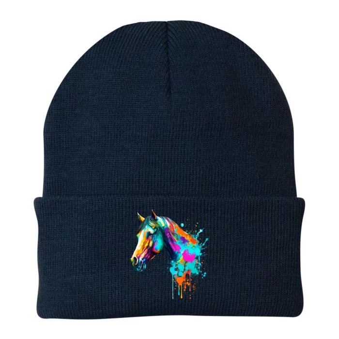 Watercolor Horse Head Knit Cap Winter Beanie