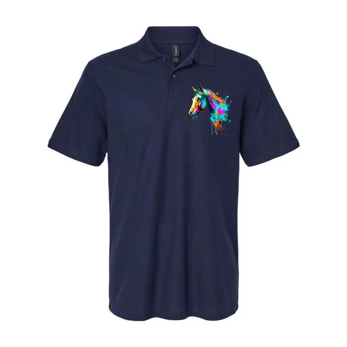 Watercolor Horse Head Softstyle Adult Sport Polo