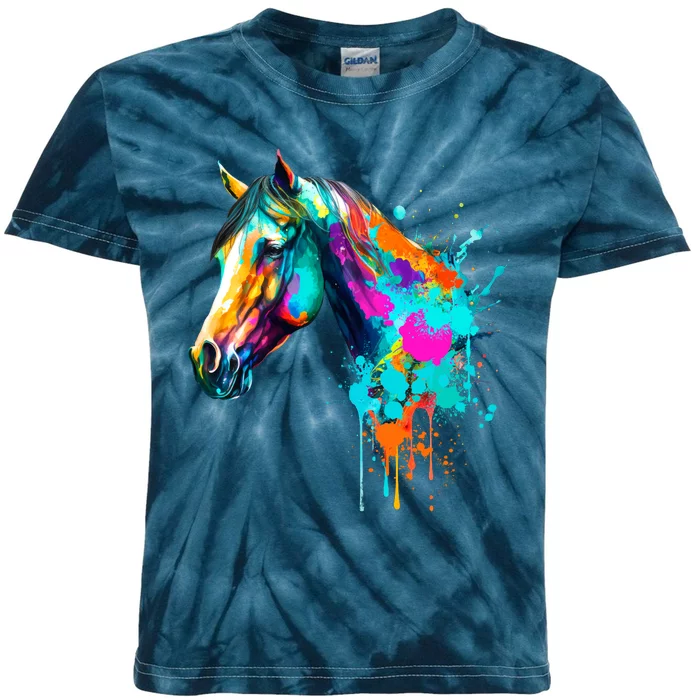 Watercolor Horse Head Kids Tie-Dye T-Shirt