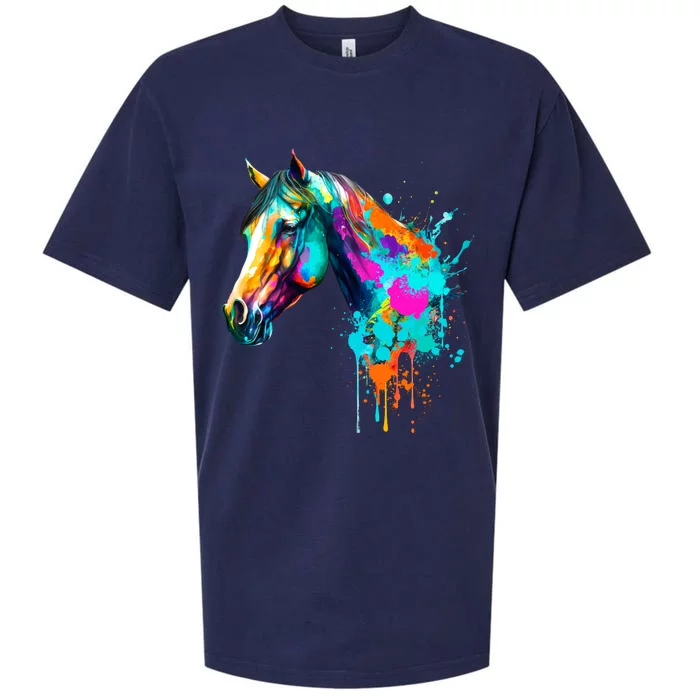 Watercolor Horse Head Sueded Cloud Jersey T-Shirt