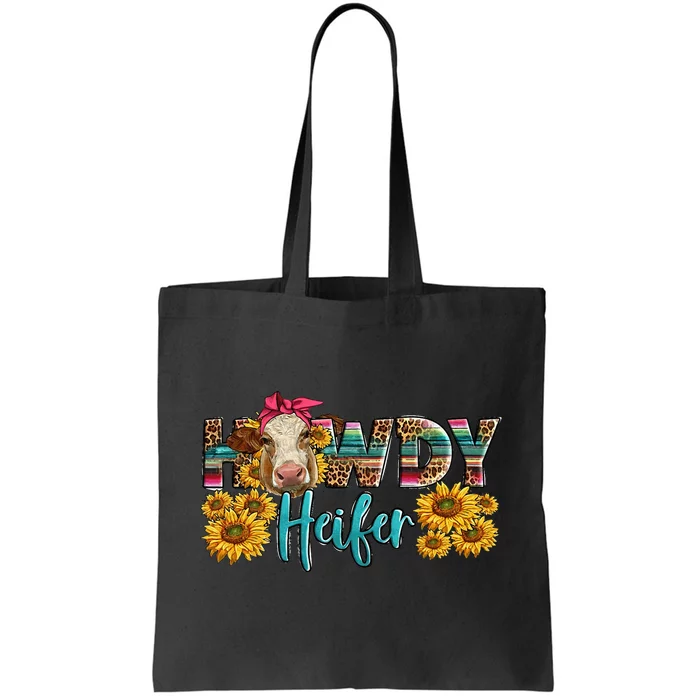 Western Howdy Heifer With Charolais Cow Serape Leopard Tote Bag