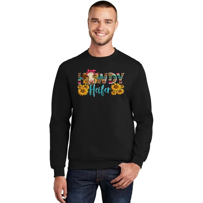 Western Howdy Heifer With Charolais Cow Serape Leopard Tall Sweatshirt